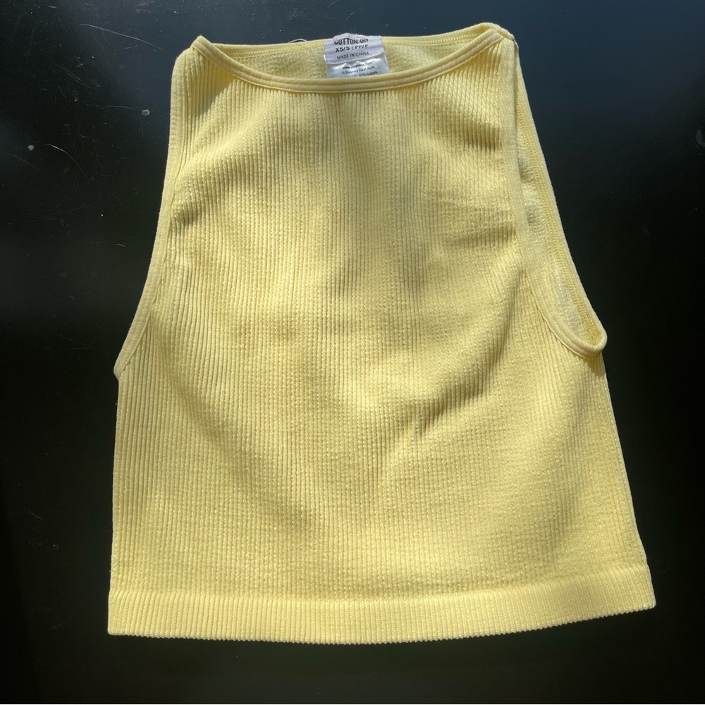 Yellow Ribbed Crop Top - Picture 4 of 5